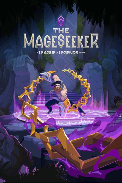 Poster de The Mageseeker donde se mustra a Sylas usando sus cadenas magicas.