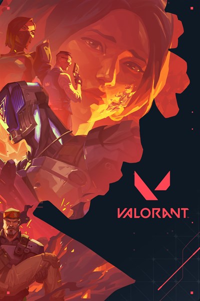 Poster del videojuego Valorant donde se ven a varios versonajes dentro de la silueta de otro.